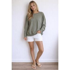 SO Women Olive Green Oversized Crewneck Relaxed Sweatshirt XL - D001